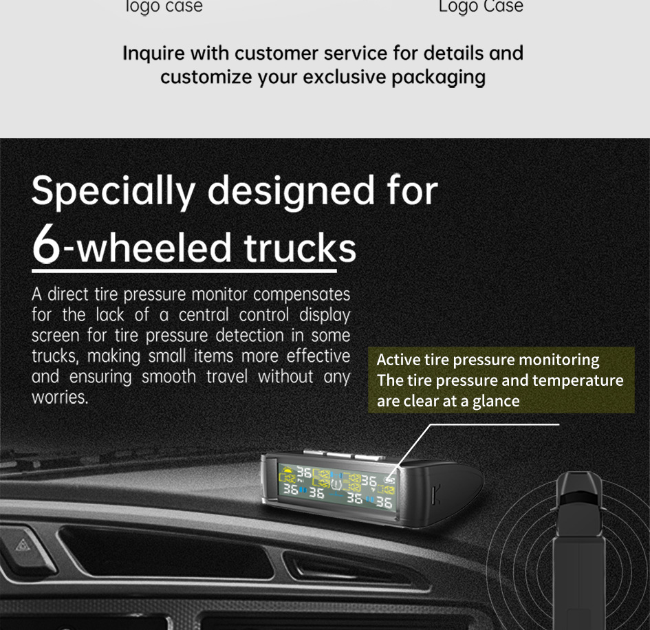 T11-6 Wheel-Mounted Tire Pressure Detector Solar-Powered Tire Pressure Monitoring High-Precision Wireless Rv Tire Pressure Tpms Cross-System