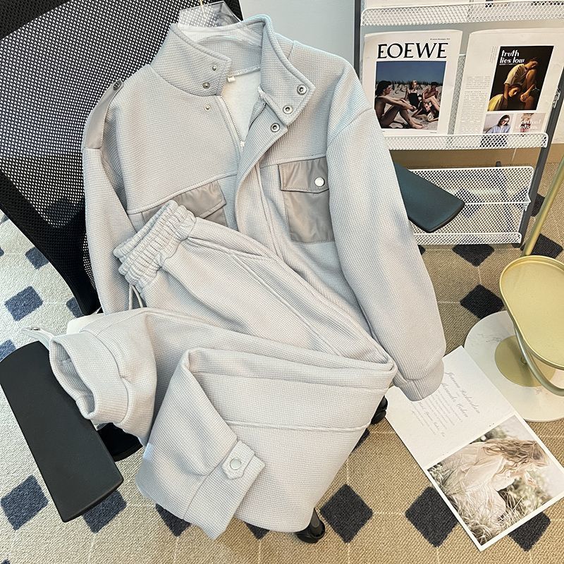 小香風カジュアルスポーツウェアセット女性秋新作レトロ洋気減齢新品感足つきパンツ2点セット|undefined