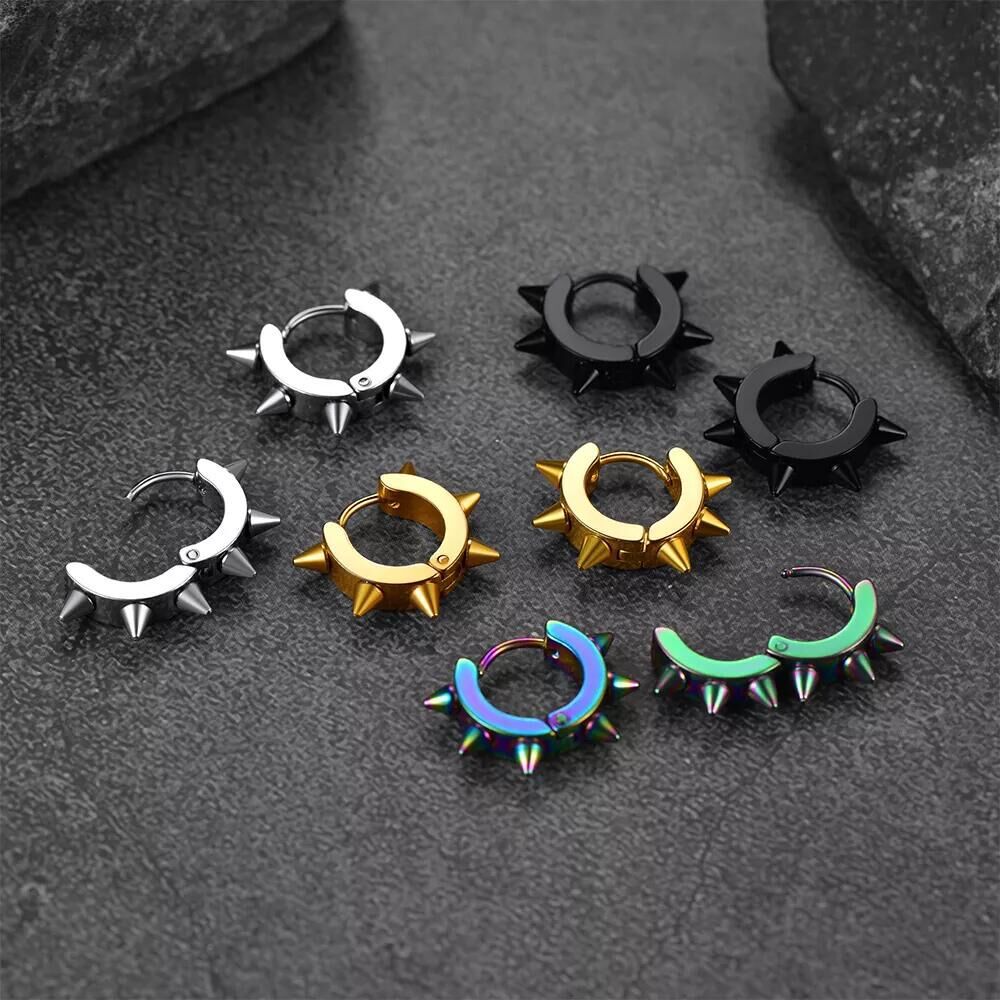 6g Weight 1 Piece Punk Geometric Stainless Steel Vacuum Plating Men's Unisex Ear Cuffs Earrings Ear Studs