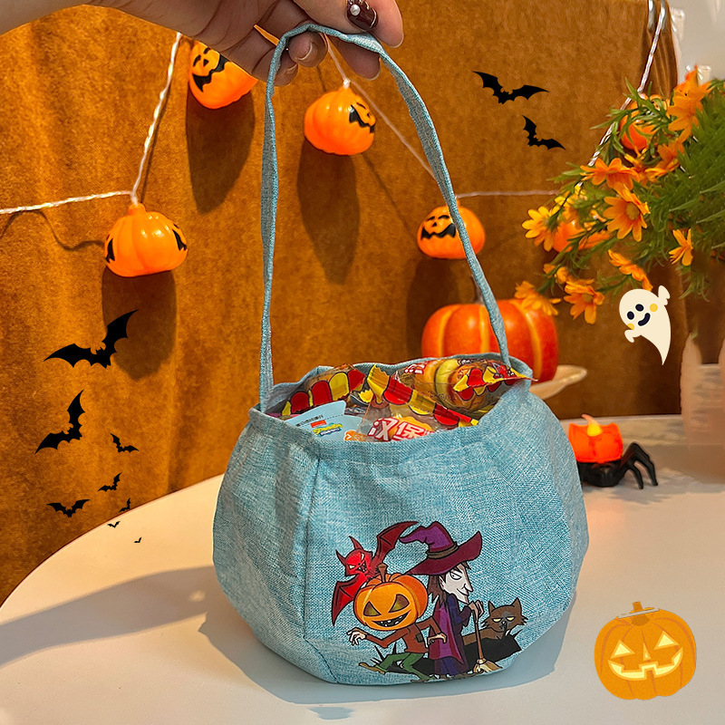 Bolsa de dulces de Halloween portátil bolsas de calabaza tridimensionales para niños regalos props de fiesta de fantasmas brujas transfronterizas props de fiesta de fantasmas