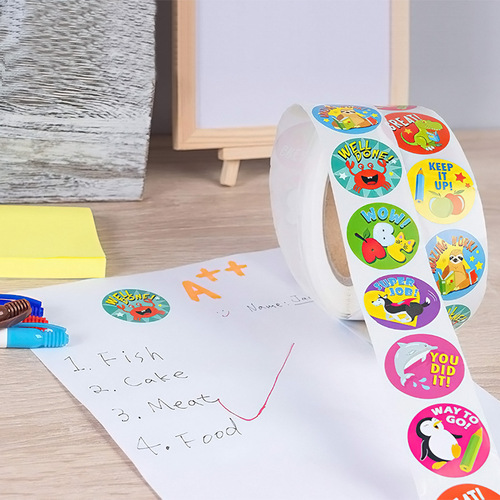 500 sheets/roll reward stickers, encouragement stickers, 8 designs, children’s inspirational stickers, cute animal tags