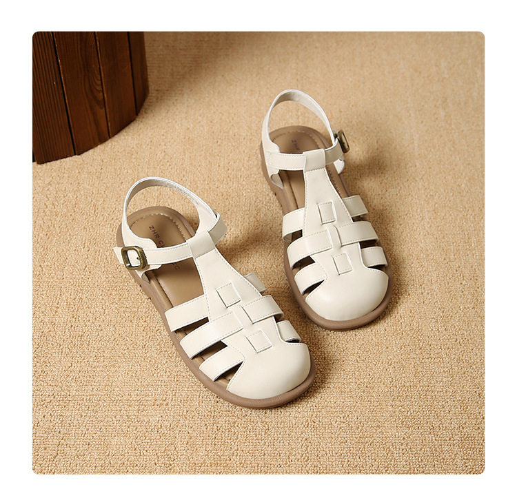 Dép sandal xỏ ngón nữ đế bệt phong cách La Mã — AF206F màu đen chi tiết 16
