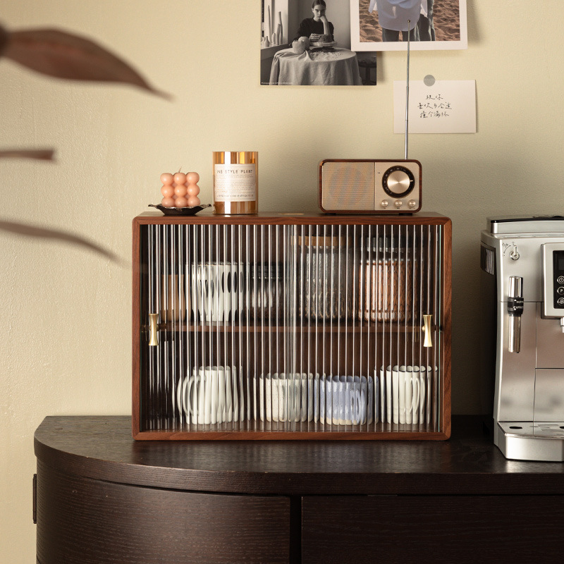 卓上収納ボックス、食卓用カップ収納ラック、コーヒーカップ・ティーカップ収納ラック、木製キッチン収納キャビネット、家庭用