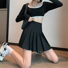 黑色百褶裙女春秋冬季高腰显瘦a字学生小个子学院JK半身裙短裙子