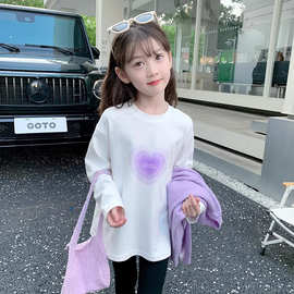 【纯棉包边条】女童长袖T恤2023秋装新款韩版纯棉洋气宝宝春秋上