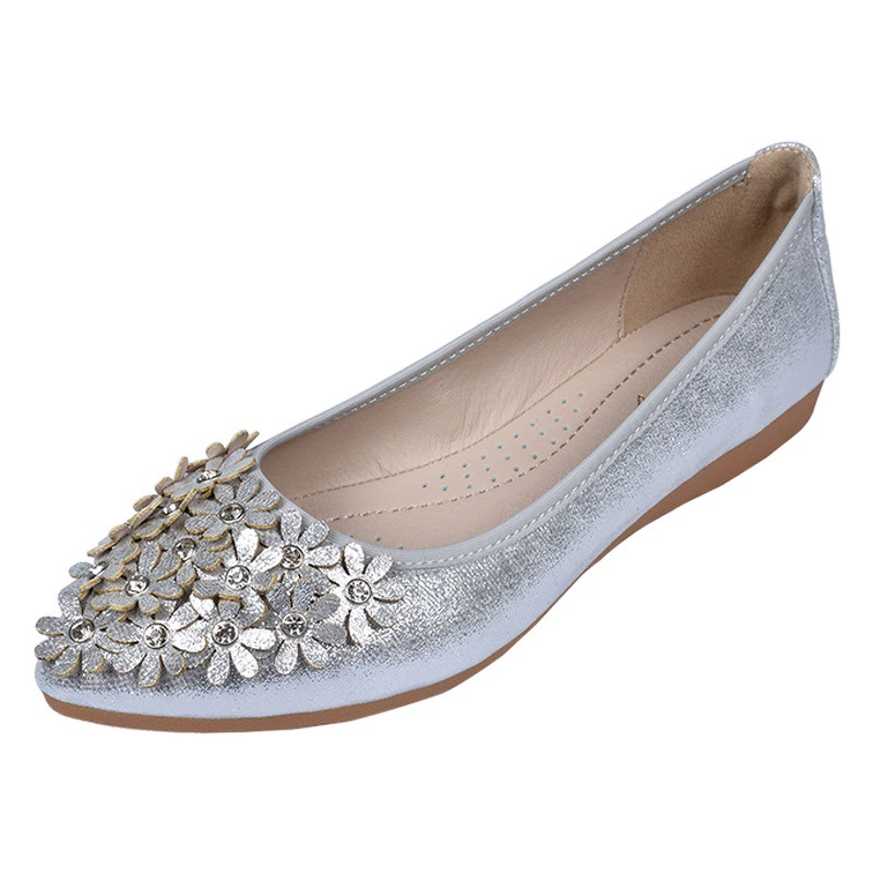 Женские туфли на плоской подошве с острым носком, новинка весны и осени 2021, туфли-бини для медсестры с мелким горлышком, туфли на плоской подошве со стразами, мягкая подошва, женская обувь большого размера