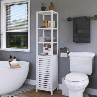 Cross-Border Exclusive Custom-Made Bathroom High Cabinet Floor-Standing Bamboo Storage Cabinet with 6-Layer Storage Shelves
