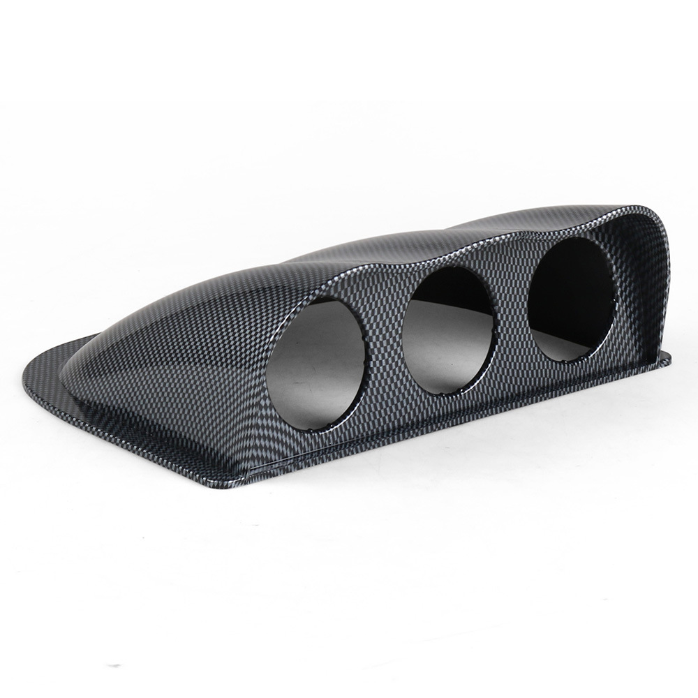 Car Modification Instrument Panel Cover 2inch Black Carbon Pattern 52mm Dual-Hole, Three-Hole, Four-Hole Instrument Panel Cover Stand