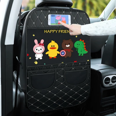 Car Seat Back Anti-Kick Pad, Rear Seat Interior Accessories, Children's Backrest Anti-Dirt Pad, Universal Car Rear Seat Protection Pad (Chair back anti-kick pad) - good-friends-anti-kick-storage