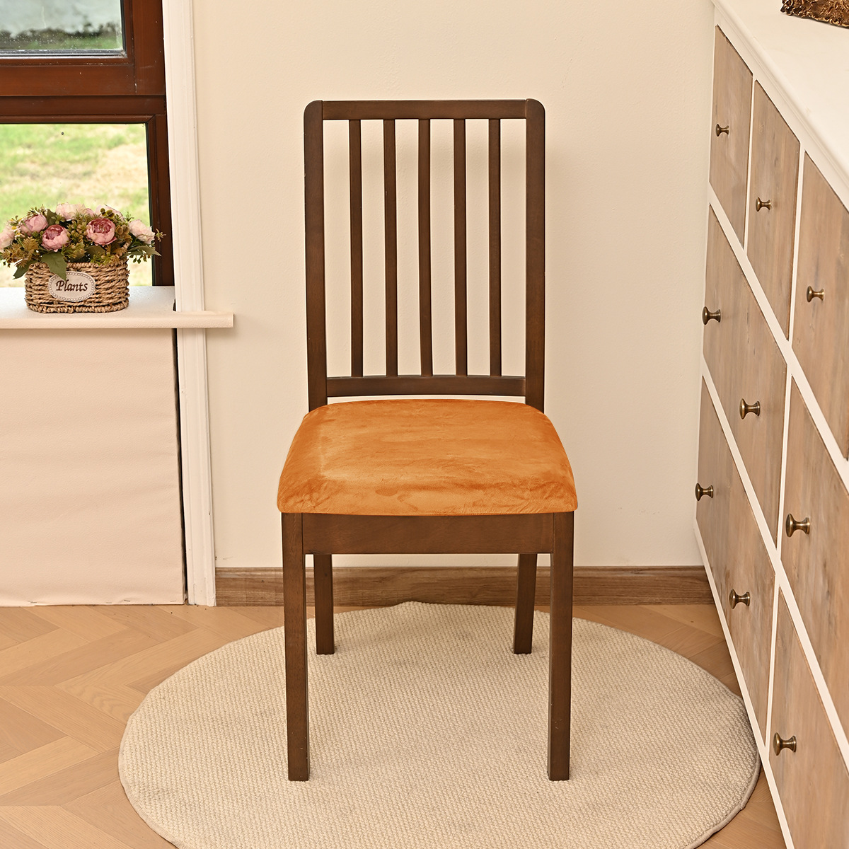 Transfronterizo color sólido elástico plata fox lana cubierta de banco polvo cubierta de taburete general cubierta de cojín de hotel TEMU