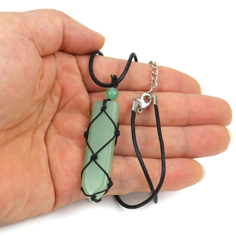 Ethnic Style Geometric Agate Knitting Pendant Necklace 1 Piece