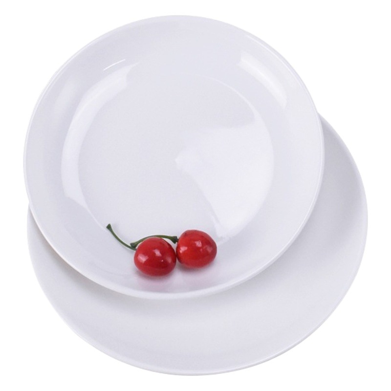 Restaurante plato doméstico plato de arroz piel fría Gong Placa de pastel Placa de polvo de salchicha plato de fruta de cerámica de magnesio blanco puro plato hondo