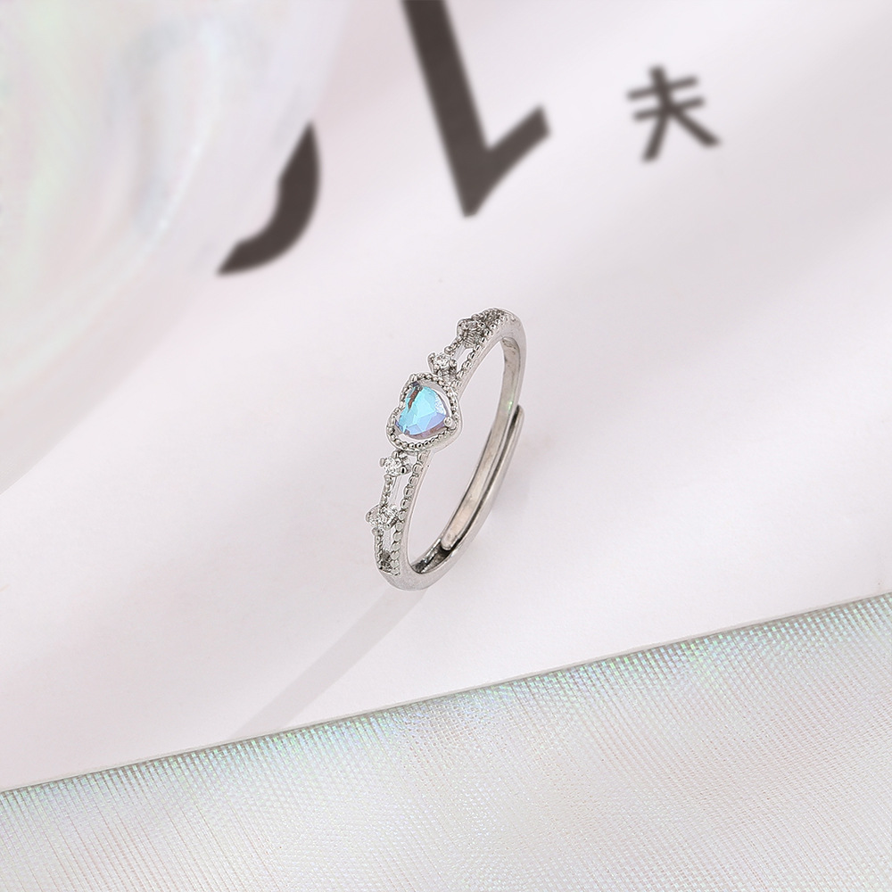 Heart Shape Pattern Women's Gender Sweet Heart Shape Copper Inlay Zircon Open Rings