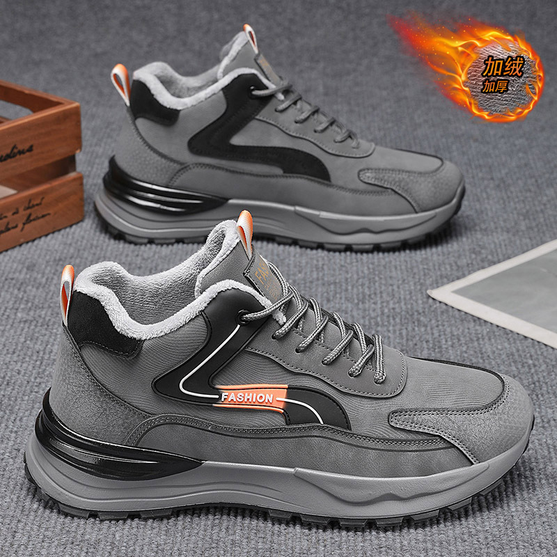 Nuevos zapatos de invierno para hombres con terciopelo calentador zapatos de algodón para hombres impermeables y antideslizantes zapatos deportivos de suela gruesa de protección laboral