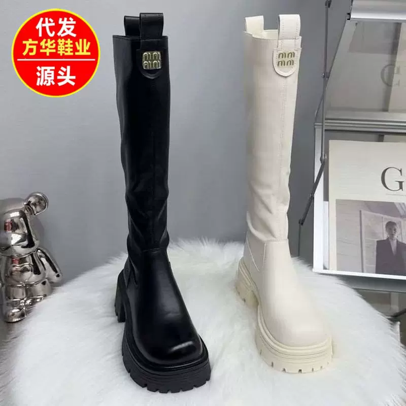 高筒瘦瘦靴女2025年冬季爆火新款英伦风厚底骑士靴西部长靴女靴子