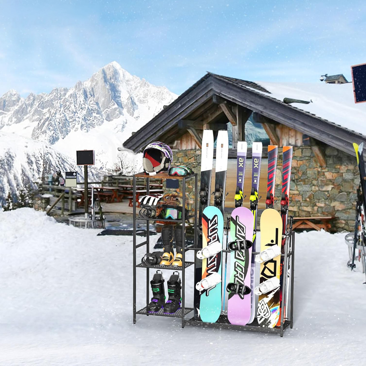 Cross-Border Ski Tool Storage Snowboard Rack Garage Storage Rack Floor-Standing Multi-Functional Helmet Rack Ski Rack