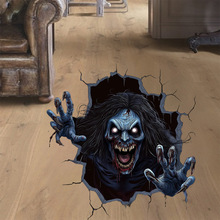 跨境万圣节恐怖主题墙贴3D破墙女鬼地板装饰贴饰贴画鬼影墙贴pvc