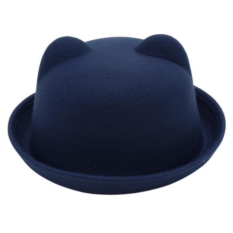 Kid's Adults Cute Simple Style Bear Solid Color Crimping Fedora Hat display picture 6