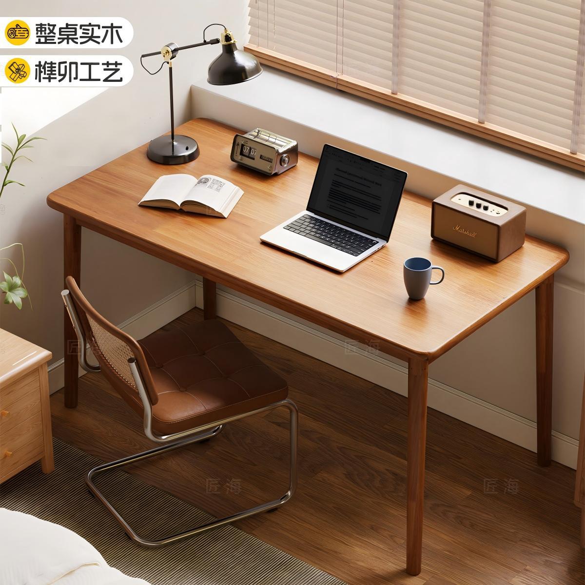 All-Solid Wood Desk, Home Desktop Computer Desk, Simple Study Desk, Small Apartment Room, Bedroom Office Desk