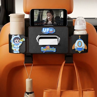 Car cup holder/beverage holder, car seat back multifunctional cup - astronaut-seat-back-four-in-one-storage-box-4th-generation-black