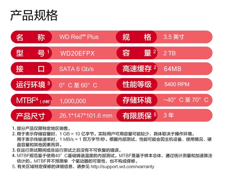 Жесткий диск для NAS Western Digital WD Red Plus 8 ТБ CMR SATA для онлайн/частного облачного хранения 4 ТБ