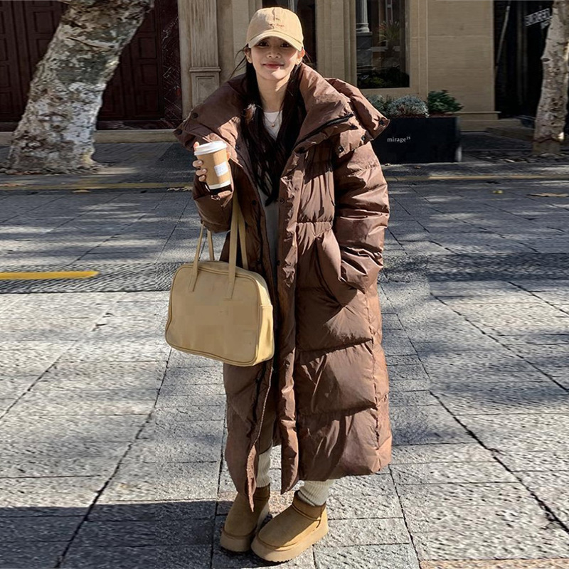 Down jacket women's long thick women's Pinghu duck down winter women's new coat high sense factory HD