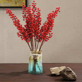 批发婚庆用品仿真柿子枝大石榴枝福桶装饰花婚礼场景布置摆件道具