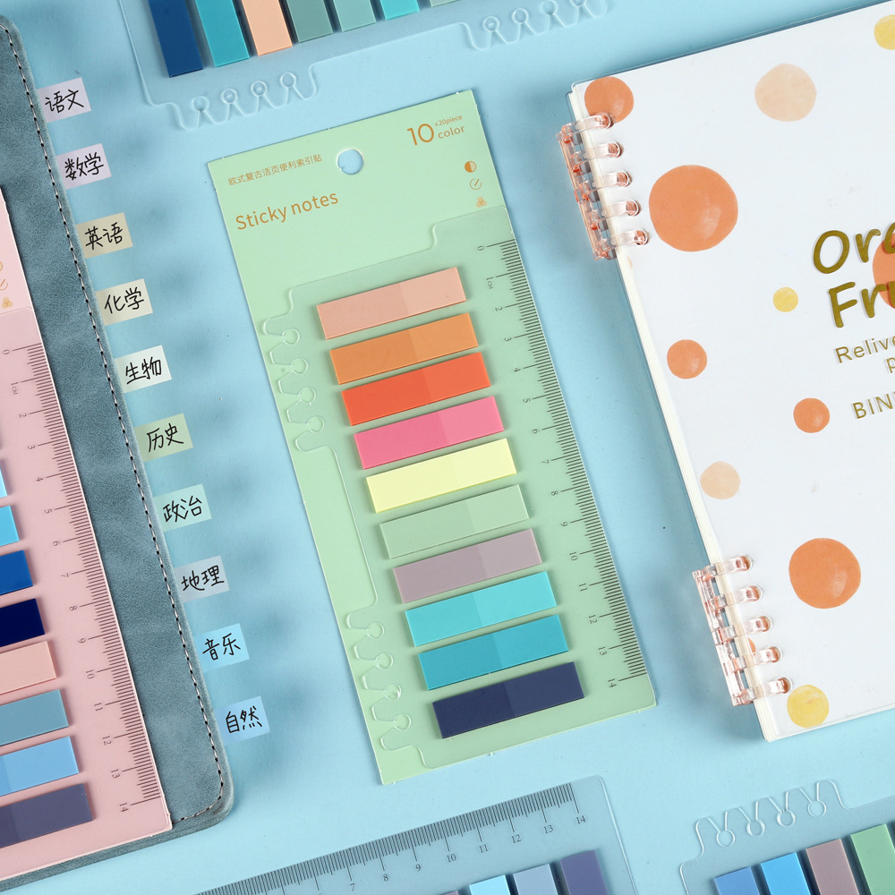 Pegatinas de índice de hojas sueltas de PET de venta caliente Pegatinas de notas adhesivas de color de color de color ins