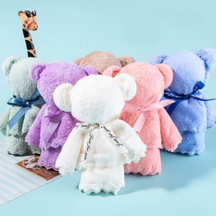Детское коралловое полотенце, с медвежатами, для подружки невесты, подарок на день рождения