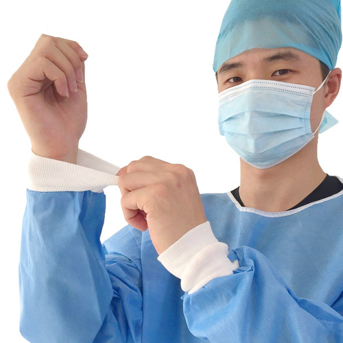 One-time isolation suit, blue protective clothing SMS45g reverse wear knit cuff thin model 30g isolation suit wholesale