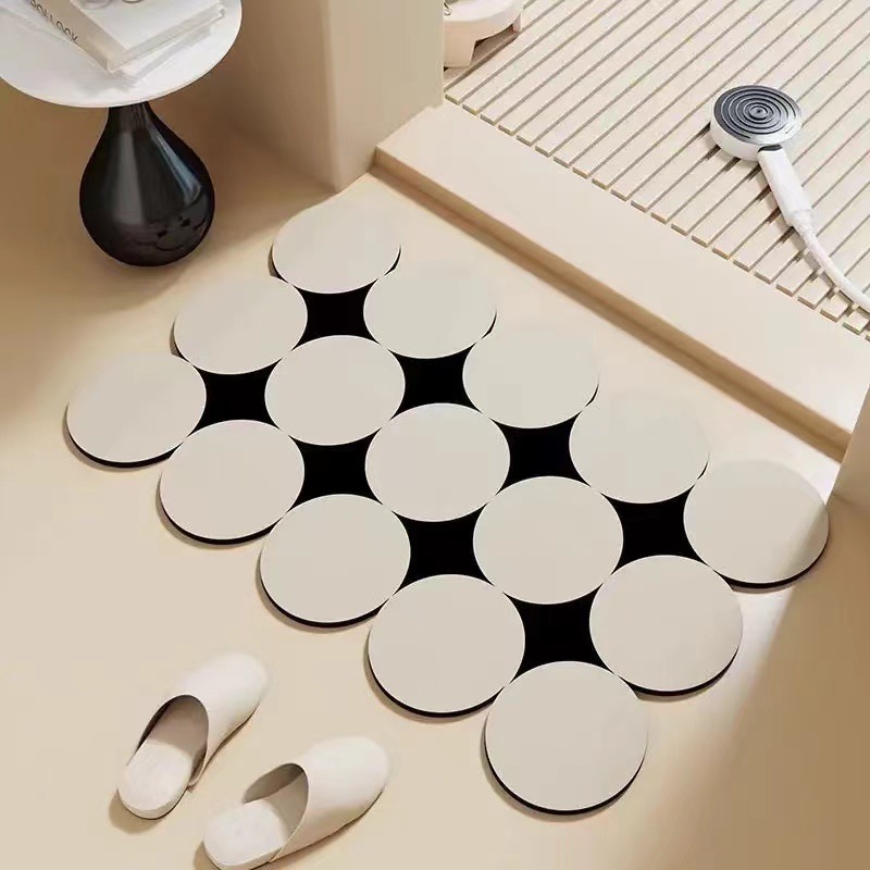 Semi-circular Diatomaceous Earth Bathroom Mat Quick-dry Non-slip_voghion.com