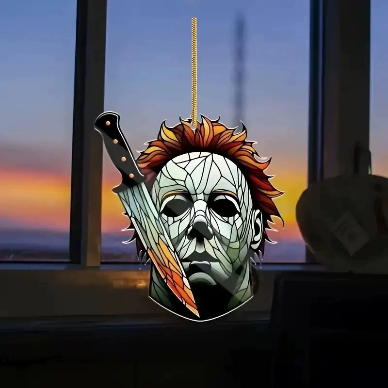 Хэллоуин Ужас 2d Лицо Крушение через границу Акрил плоский автомобиль внутренняя отделка подвеска праздничная вечеринка подвеска