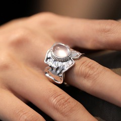 芙蓉石開口錫紙肌理開口戒指女小眾設計感個性高級冷淡風新潮指環