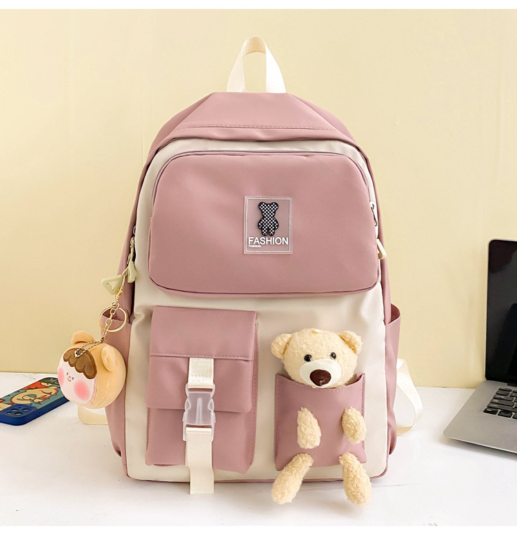 Zaini per bambini, nuovi zaini scolastici per studenti universitari, zaino per bambine con bambola e orso dei cartoni animati, zaino casual carino per donne_voghion.com