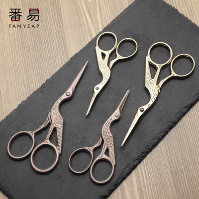 Tea ceremony scissors Chinese style Retro Red-crowned crane household Scissors Tea packing Tea Tea ceremony tea set Scissors
