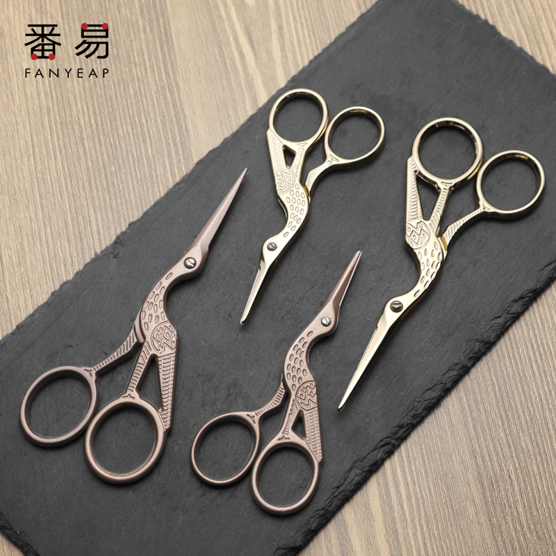Tea ceremony scissors Chinese style Retro Red-crowned crane household Scissors Tea packing Tea Tea ceremony tea set Scissors