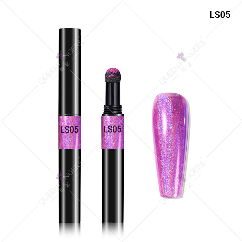 Concubina arte de uñas de lujo oro láser plata brillo espejo mágico pluma de la harina espejo cojín de aire pluma de color camaleón pluma mágica