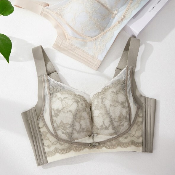 Vigo Secret 9154 Lace Bra for Women, Push-Up, Wireless, Side Breast Adjustment, Tourmaline Massage Bra