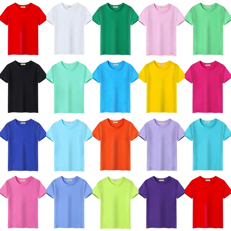 Candy color summer round neck T-shirt men's short sleeve student class clothes half sleeve wholesale cotton advertising shirt multi-color short sleeve men