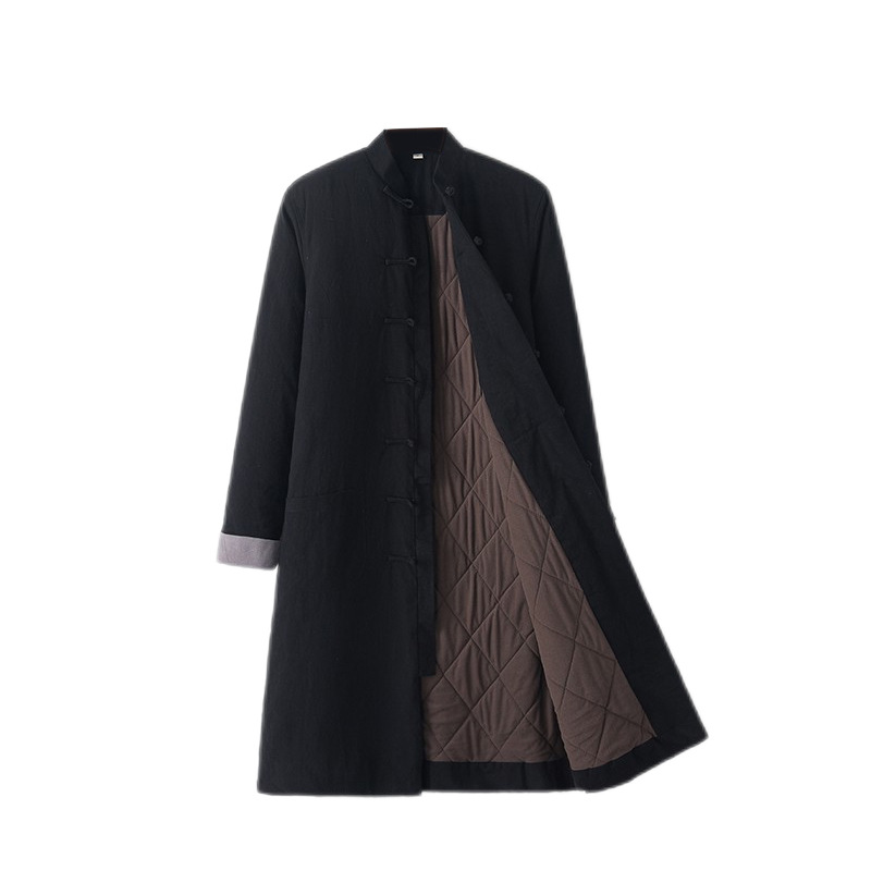 Estilo chino Tang traje largo de algodón acolchado chaqueta de invierno espesado cálido rompevientos abrigo juvenil bata Ju Shifu ropa de estilo Chino