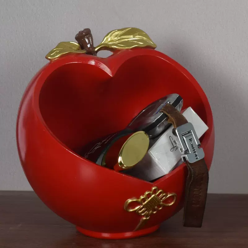 欧式乔迁苹果钥匙收纳摆件玄关桌面糖果遥控器收纳盒鞋柜装饰品