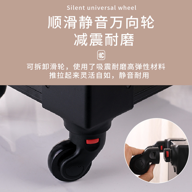 Caja de herramientas de maquillaje de barra de tracción profesional, caja de herramientas de bordado de uñas, peluquería, caja de herramientas de barra de tracción de rueda universal, gran capacidad de cejas