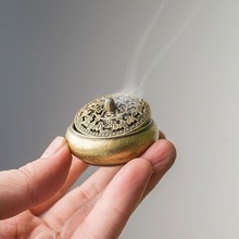 五福小铜炉精致迷你指尖小香炉家用香薰炉盘香炉禅意摆件香插线香