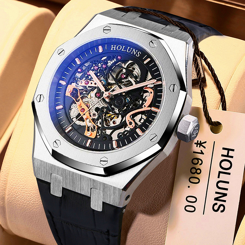 2023 Hot Selling Holuns Royal Same Men's Watch Fashionable Waterproof Hollow Fully Automatic Mechanical Oak Men's Watch