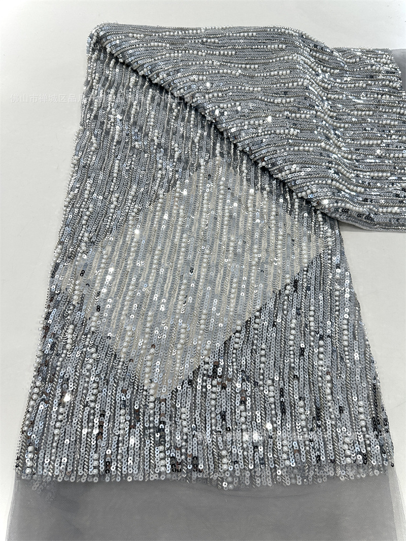 Fabricante al por mayor nuevo tejido de cadena de perlas de lujo vestido de cena de moda bolsas accesorios tela