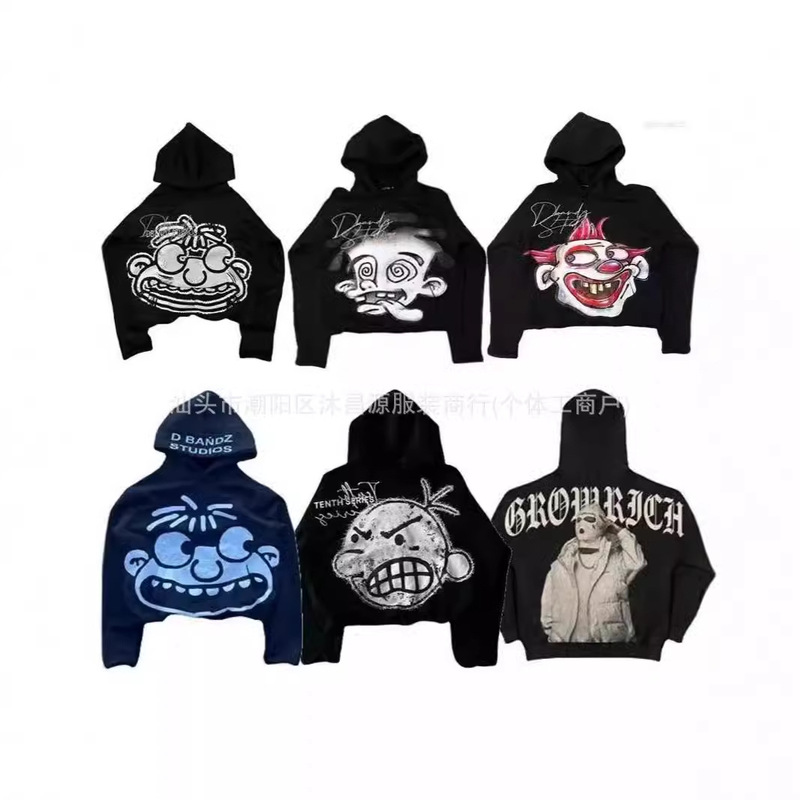 Hoodie Y2K Harajuku Cartoon Graphic Print Men's Hip Hop Pullover Fashion Casual Loose Sweatshirt Men