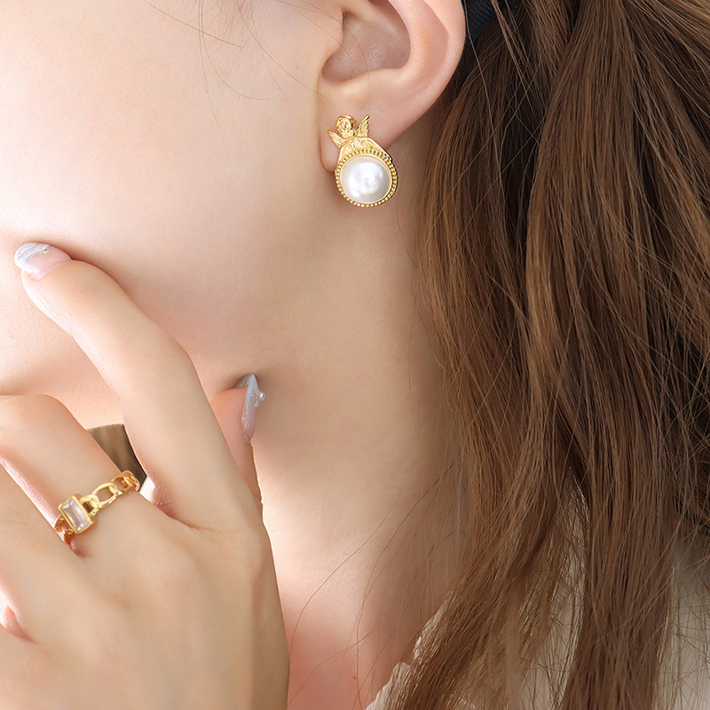 Elegant summer earrings from pearl stainless steel