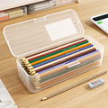 大容量文具盒透明带盖收纳盒学生考试专用铅笔文具盒桌面收纳整理