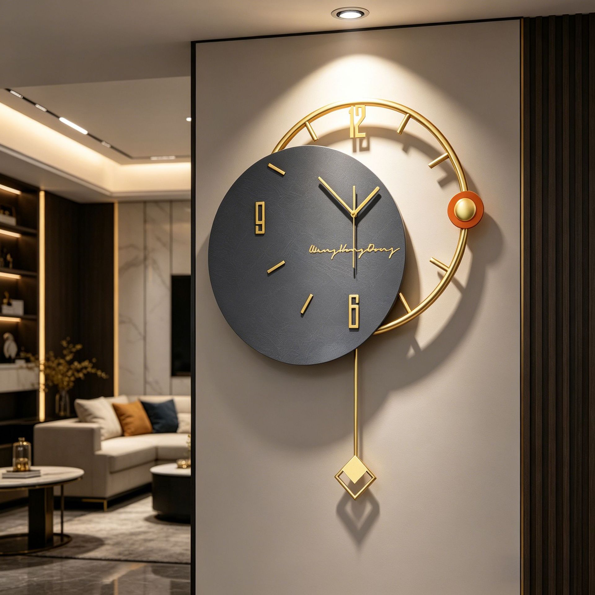 Reloj de pared moderno y accesorio de lujo para sala de estar, decoración sencilla de alta gama para el hogar, reloj silencioso, reloj creativo sin perforaciones para colgar en la pared