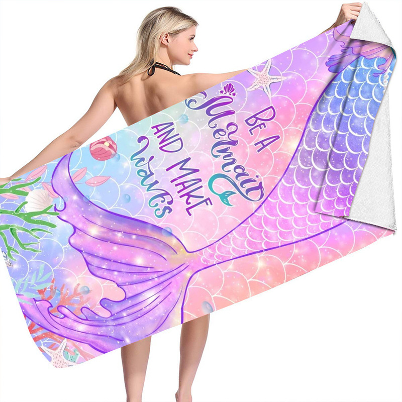 Mermaid Pearl Series Beach Towel Microfiber Double-sided Fleece Beach Towel Swimming Bath Towel Square Towel Beach Towel